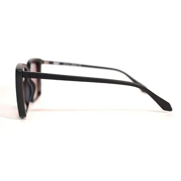 Quay Australia FRONT COVER Square Sunglasses - Matte Black / Brown Yellow - NWT